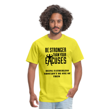 Load image into Gallery viewer, Fatherless Men's T-Shirt No Excuses - yellow