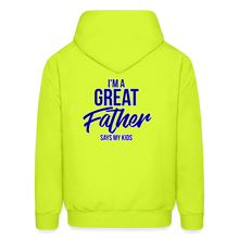 Load image into Gallery viewer, Men's Hoodie I'm Fatherless But... I'm a Great Father (Says My Kids) - safety green
